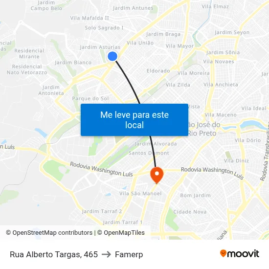 Rua Alberto Targas, 465 to Famerp map