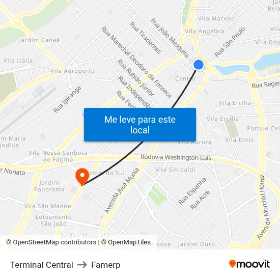 Terminal Central to Famerp map