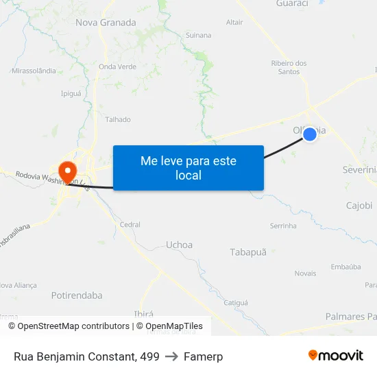 Rua Benjamin Constant, 499 to Famerp map
