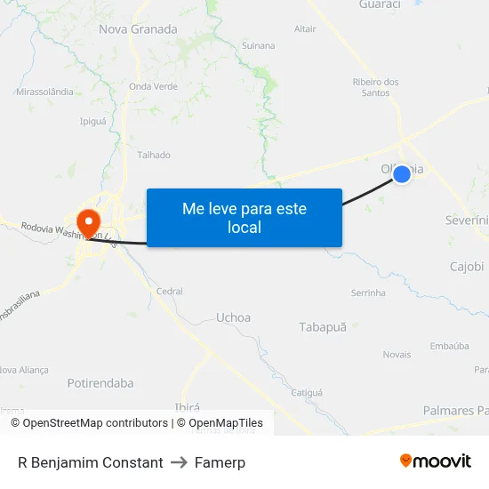 R Benjamim Constant to Famerp map