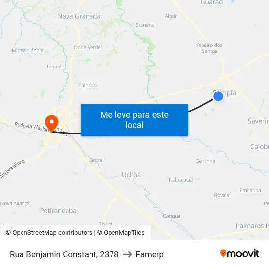 Rua Benjamin Constant, 2378 to Famerp map