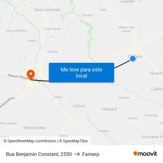 Rua Benjamin Constant, 2550 to Famerp map