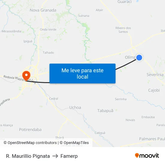 R. Maurillio Pignata to Famerp map
