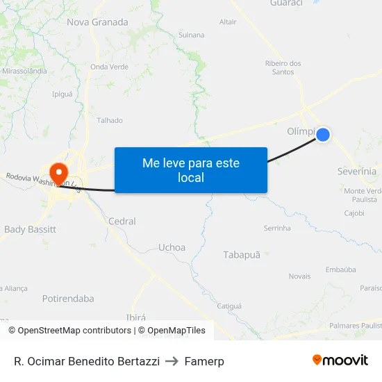 R. Ocimar Benedito Bertazzi to Famerp map