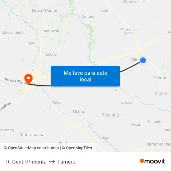 R. Gentil Pimenta to Famerp map