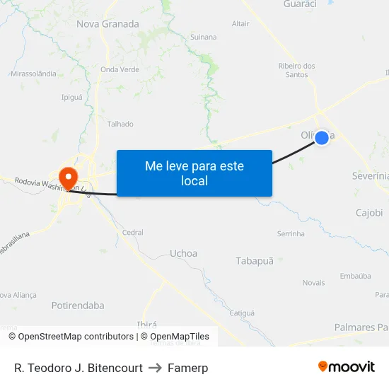 R. Teodoro J. Bitencourt to Famerp map