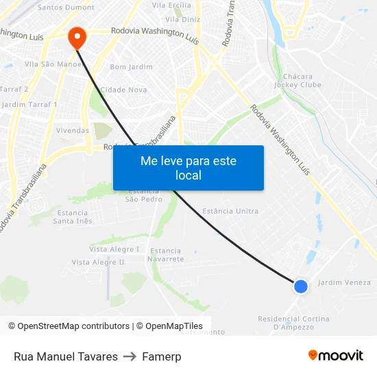 Rua Manuel Tavares to Famerp map