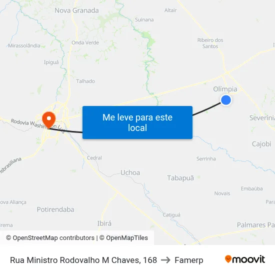 Rua Ministro Rodovalho M Chaves, 168 to Famerp map