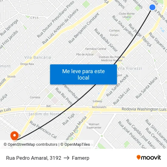 Rua Pedro Amaral, 3192 to Famerp map
