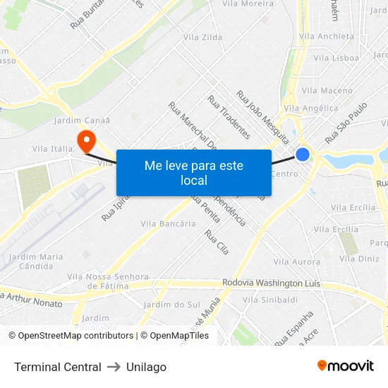 Terminal Central to Unilago map