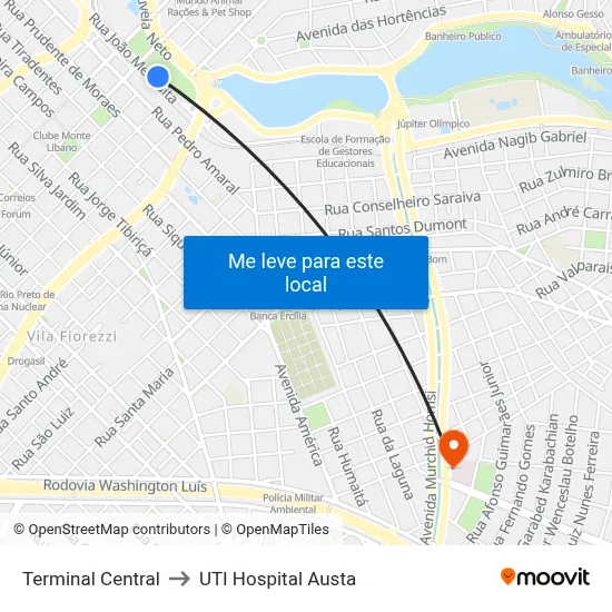 Terminal Central to UTI Hospital Austa map