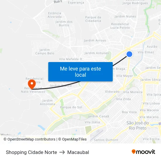 Shopping Cidade Norte to Macaubal map