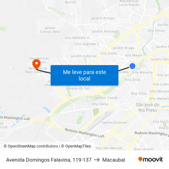 Avenida Domingos Falavina, 119-137 to Macaubal map