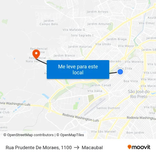 Rua Prudente De Moraes, 1100 to Macaubal map