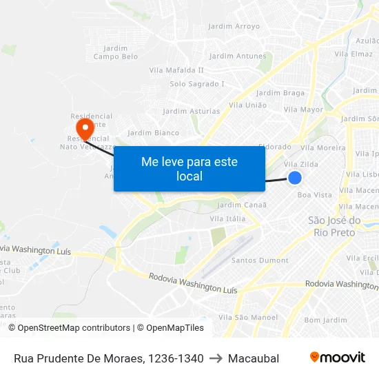 Rua Prudente De Moraes, 1236-1340 to Macaubal map