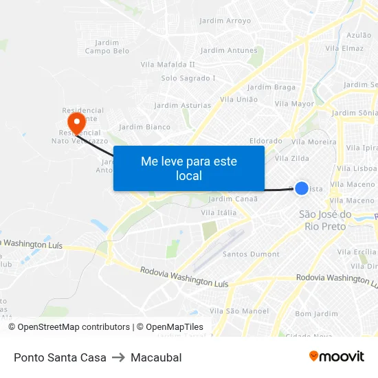 Ponto Santa Casa to Macaubal map