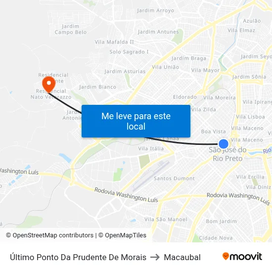 Último Ponto Da Prudente De Morais to Macaubal map
