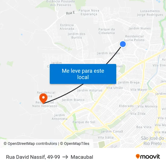 Rua David Nassif, 49-99 to Macaubal map