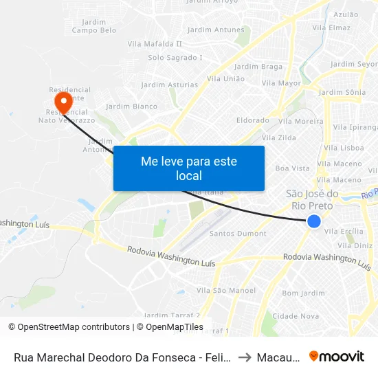 Rua Marechal Deodoro Da Fonseca - Feliscred to Macaubal map