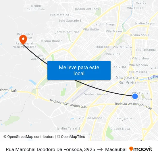 Rua Marechal Deodoro Da Fonseca, 3925 to Macaubal map