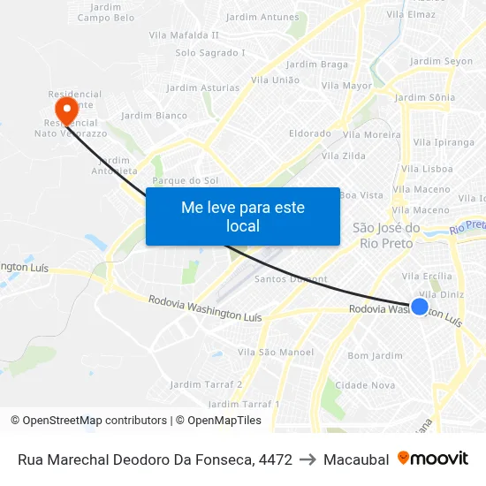 Rua Marechal Deodoro Da Fonseca, 4472 to Macaubal map