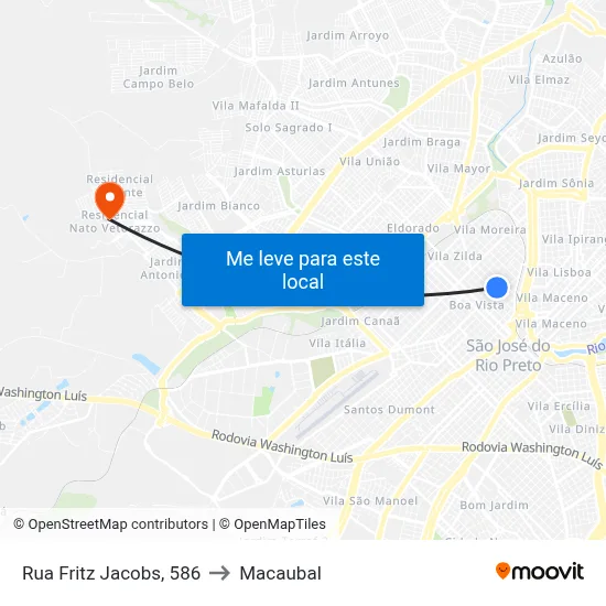 Rua Fritz Jacobs, 586 to Macaubal map