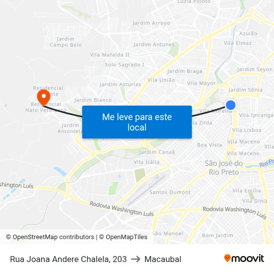Rua Joana Andere Chalela, 203 to Macaubal map