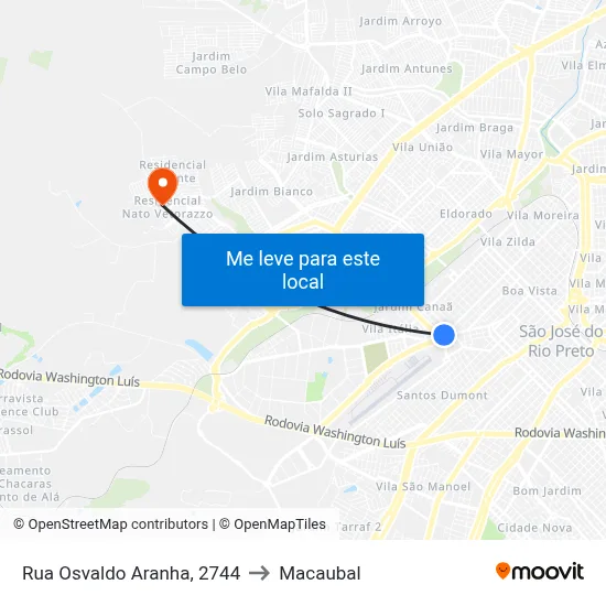 Rua Osvaldo Aranha, 2744 to Macaubal map