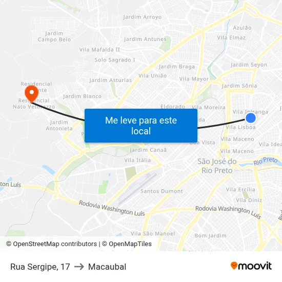 Rua Sergipe, 17 to Macaubal map