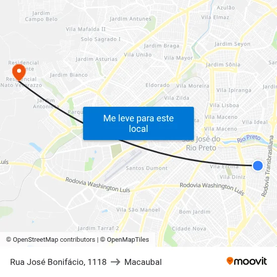 Rua José Bonifácio, 1118 to Macaubal map