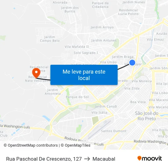 Rua Paschoal De Crescenzo, 127 to Macaubal map
