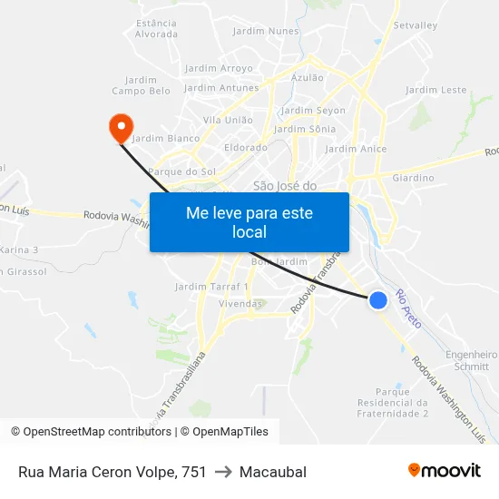 Rua Maria Ceron Volpe, 751 to Macaubal map