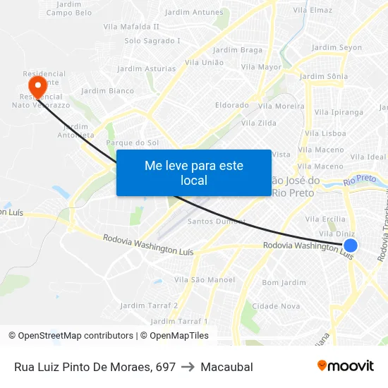 Rua Luiz Pinto De Moraes, 697 to Macaubal map