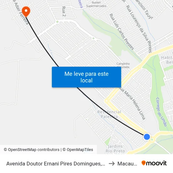 Avenida Doutor Ernani Pires Domingues, 6550 to Macaubal map