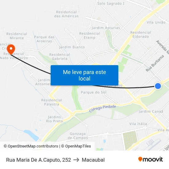 Rua Maria De A.Caputo, 252 to Macaubal map