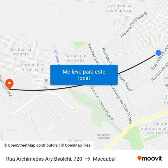 Rua Archimedes Ary Beolchi, 720 to Macaubal map
