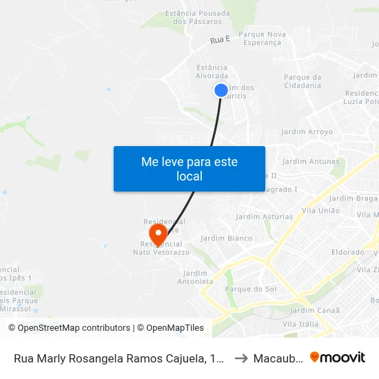 Rua Marly Rosangela Ramos Cajuela, 156 to Macaubal map
