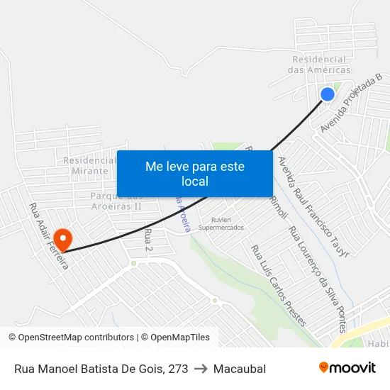 Rua Manoel Batista De Gois, 273 to Macaubal map