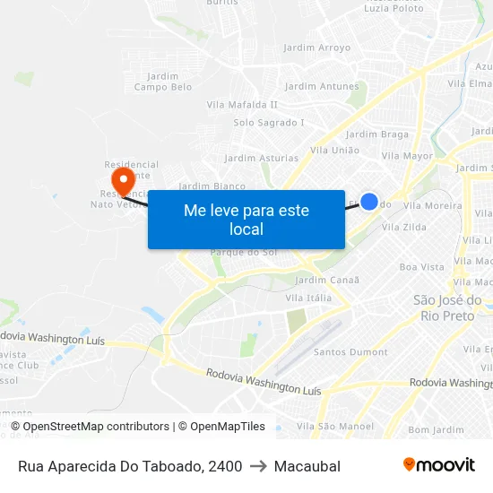 Rua Aparecida Do Taboado, 2400 to Macaubal map