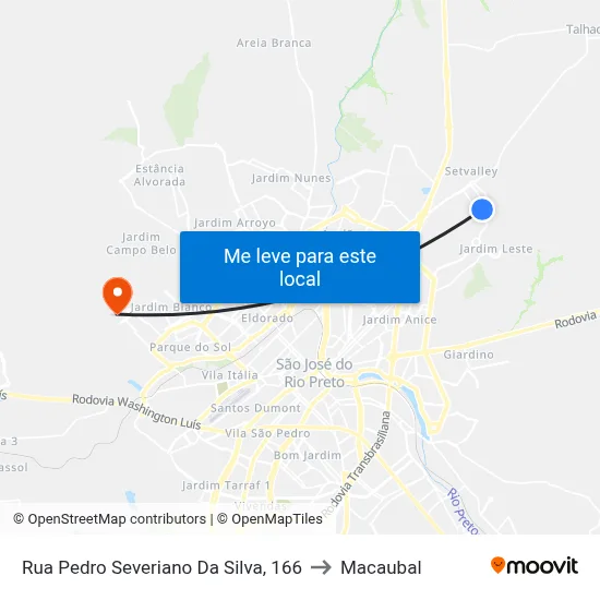 Rua Pedro Severiano Da Silva, 166 to Macaubal map