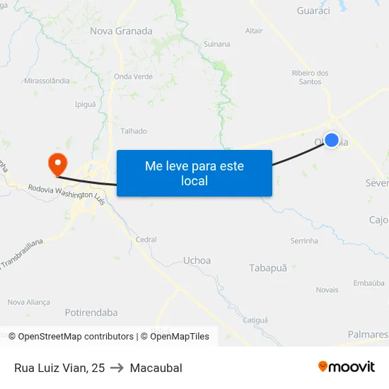 Rua Luiz Vian, 25 to Macaubal map