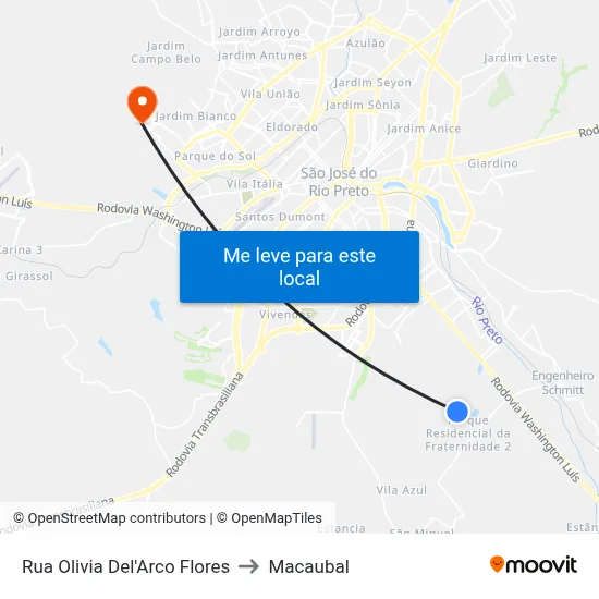 Rua Olivia Del'Arco Flores to Macaubal map