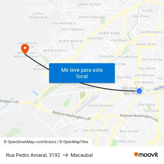 Rua Pedro Amaral, 3192 to Macaubal map