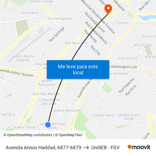 Avenida Anísio Haddad, 6877-6879 to UniSEB - FGV map