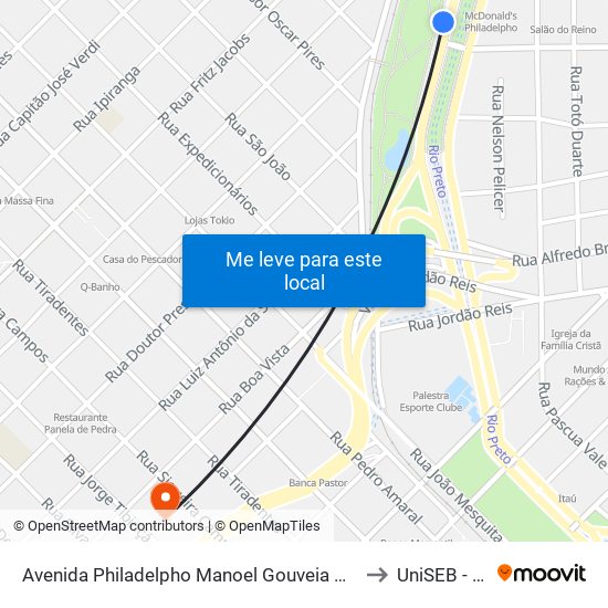 Avenida Philadelpho Manoel Gouveia Neto, 2150 to UniSEB - FGV map