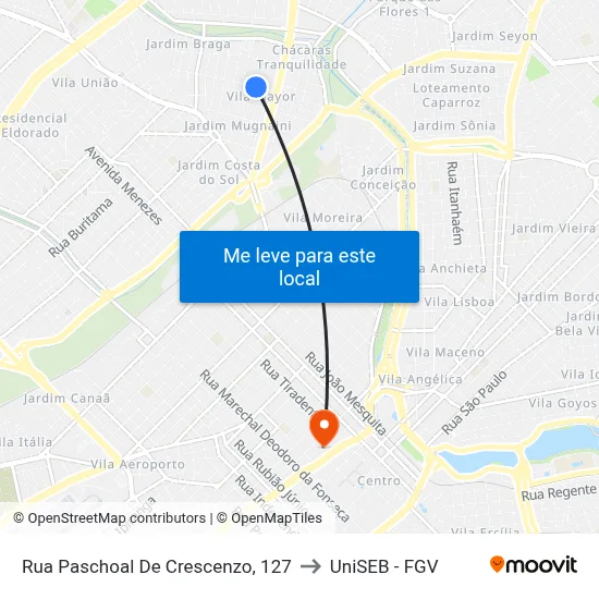 Rua Paschoal De Crescenzo, 127 to UniSEB - FGV map