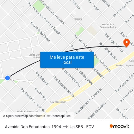 Avenida Dos Estudantes, 1994 to UniSEB - FGV map