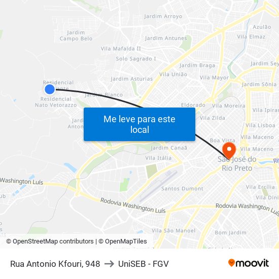 Rua Antonio Kfouri, 948 to UniSEB - FGV map