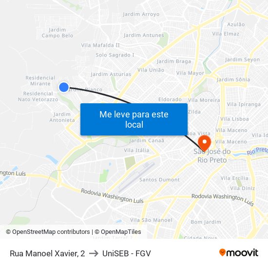 Rua Manoel Xavier, 2 to UniSEB - FGV map