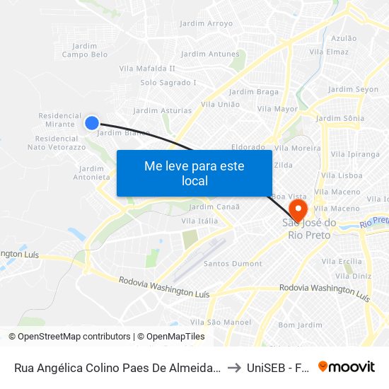 Rua Angélica Colino Paes De Almeida, 200 to UniSEB - FGV map